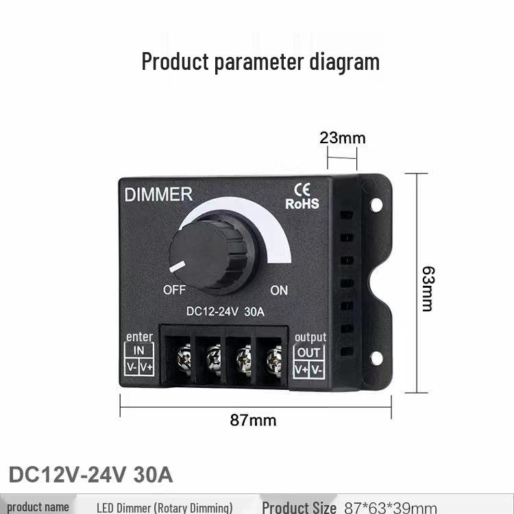 Manual Rotary LED Dimmer Controller for Adjustable Brightness (5V/12V/24V)
