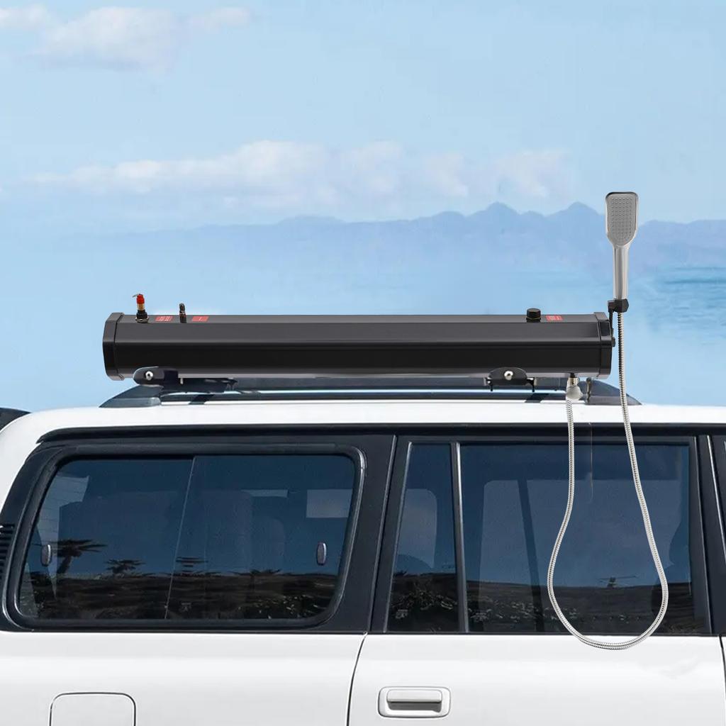 8L Portable Camping Shower, Roof Rack Mount Road Shower with 4.76gal Capacity, Max Temp 60℃/140℉, Lightweight Outdoor Water Tank