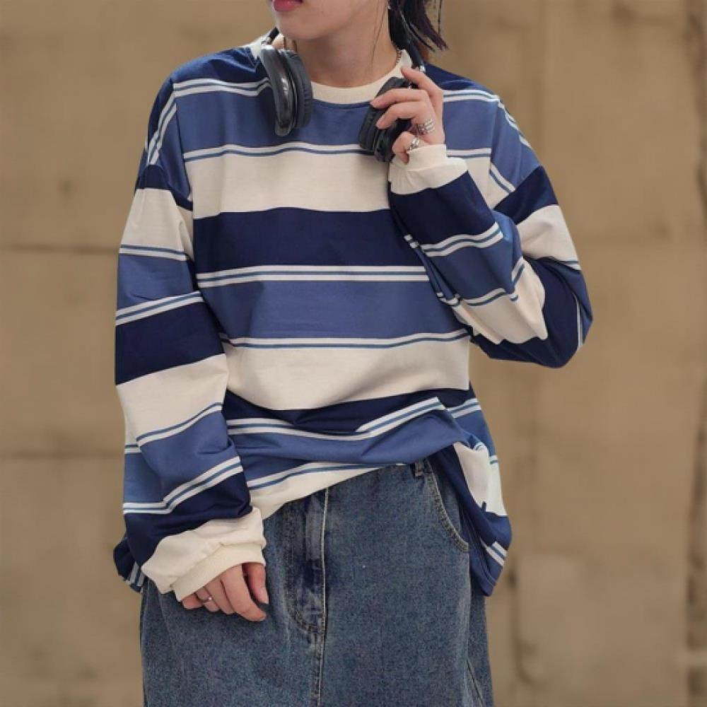 New ArrivalS Open Run Women S overSized Color Block STriped Ringer Round Neck T