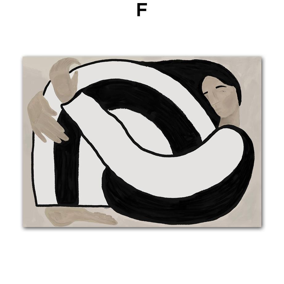 Abstract Figure Lines Stripe Girl Colorful Wall Art Canvas Painting Posters And Prints Bar Hotel Pictures For Living Room Decor