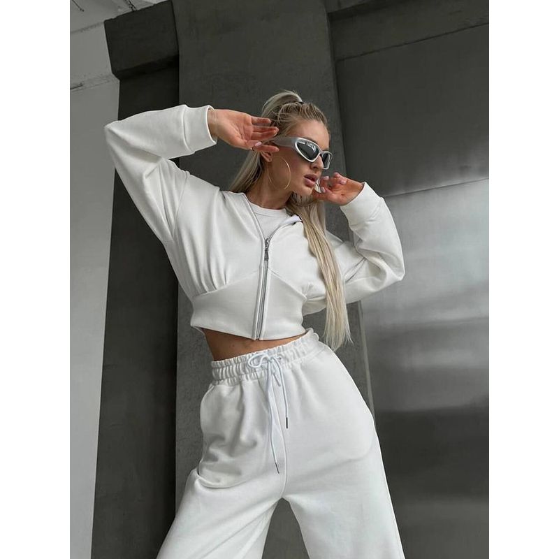 Zipper Hooded Sweatshirt and Pants Set Zipper Hooded Sweatshirt Pants Suit