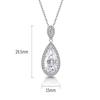 925 Sterling Silver Elegant Clear Ice Flower Cut Water Drop Shaped Crystal Zircon Necklace Birthday Anniversary Wedding Gift