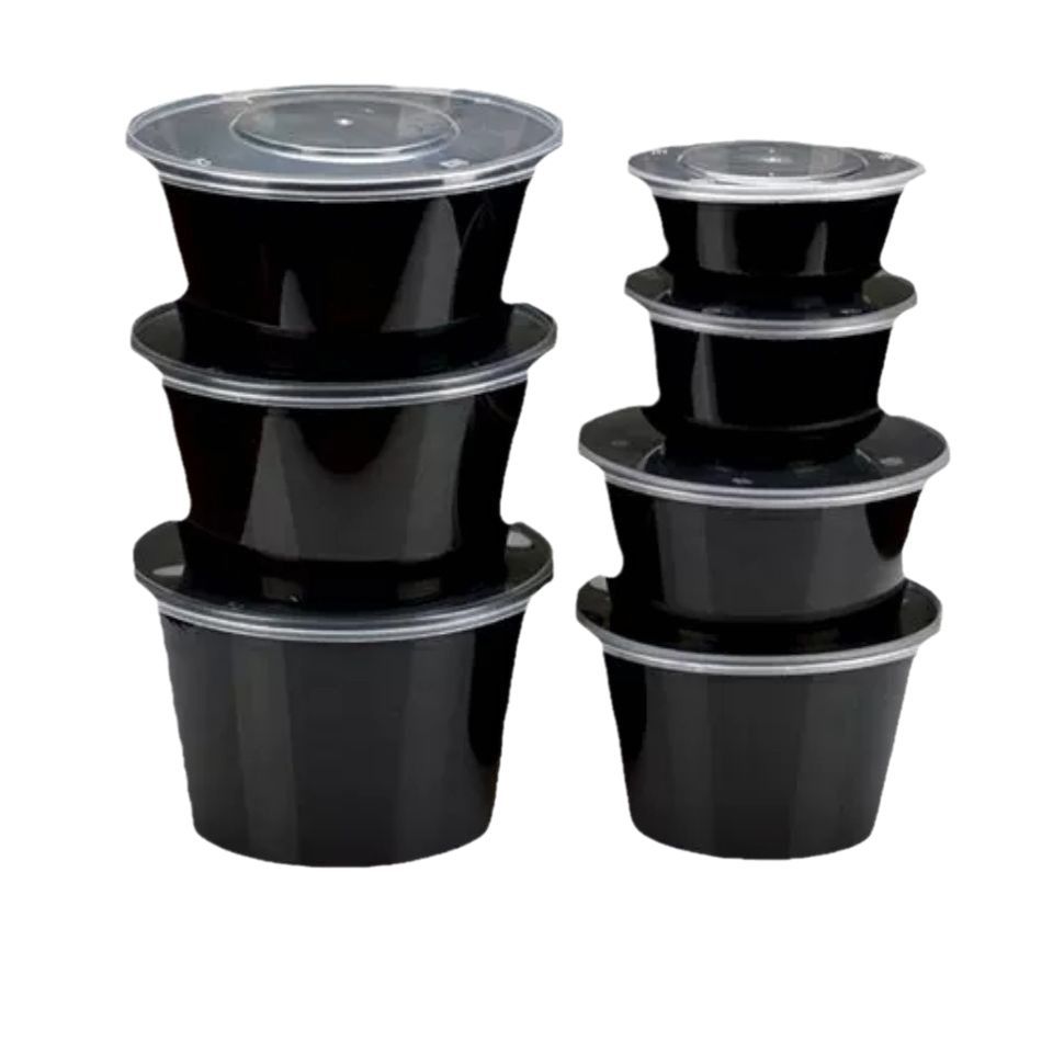 Thickened Disposable Black Takeout Bowls Round Rectangular Microwave Safe Plastic Food Containers