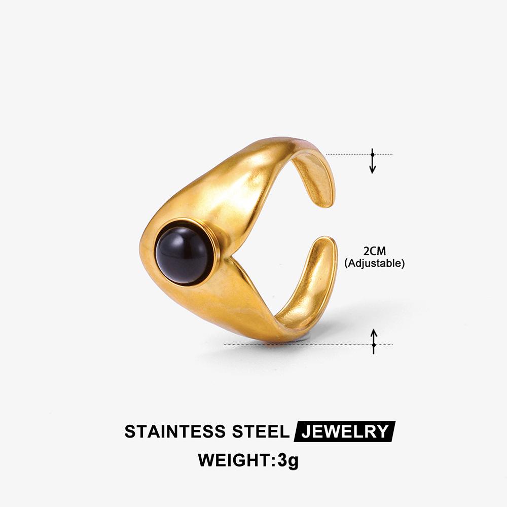 Boho Mehrfarbiger Türkis Edelstahl Offener Ring, Umweltfreundlich & Lichtecht, Schlichtes Titanstahl Design für Damen