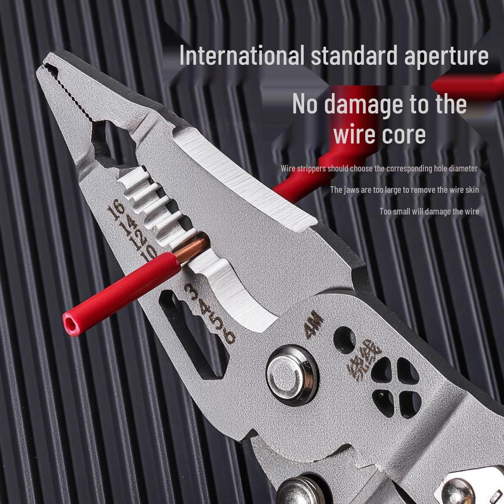 Thickened Multi-functional Electrician's Pliers with Voltage Testing Tip and Wire Stripper
