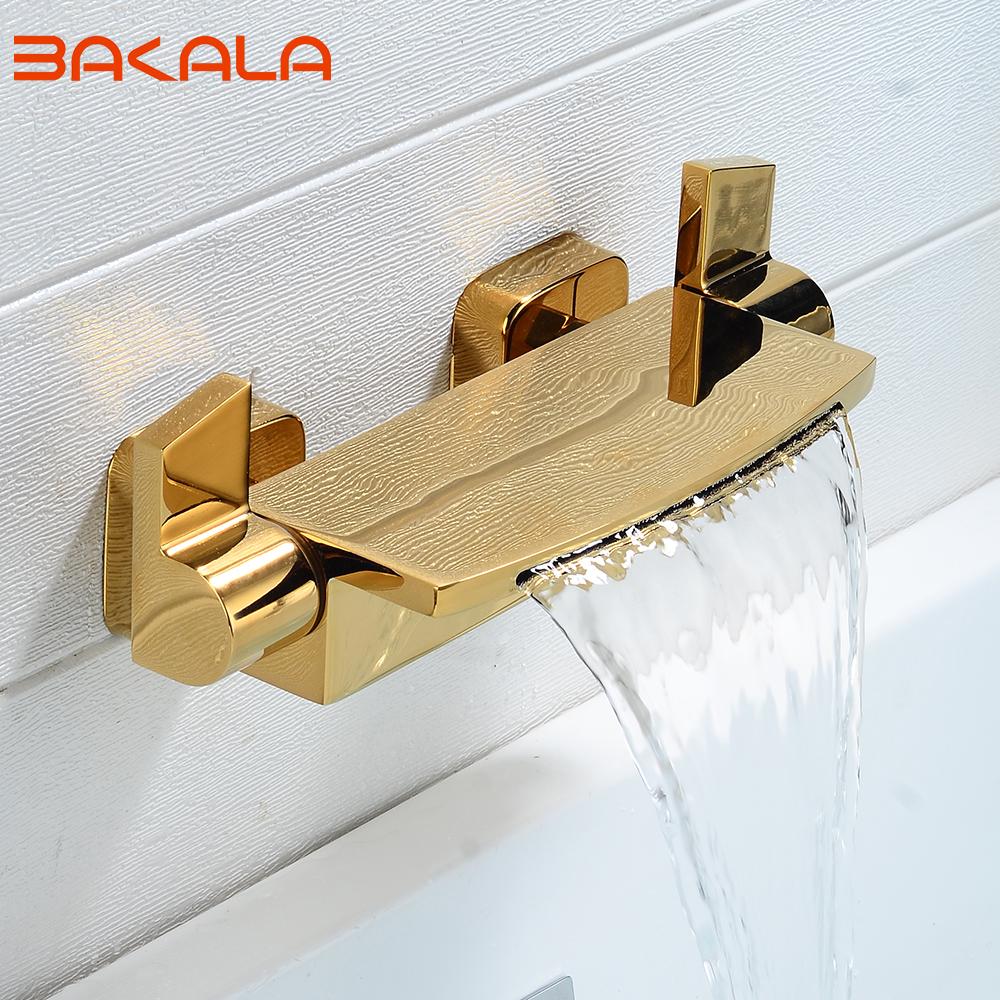 4 Farben Unterputz Verdeckte Badezimmer Waschbecken Armatur Wasserfall Doppelgriff Einzelsteuerung Badewannenarmatur Wandmontierte Mischbatterie Wannenarmatur