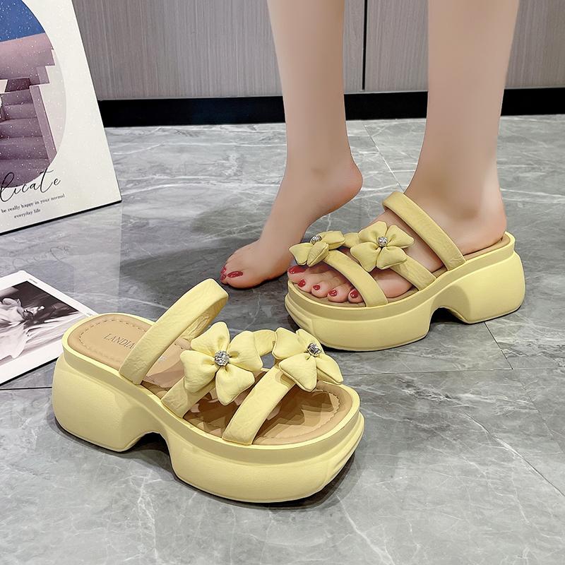 Fashion 7.5CM Designer Women Summer Chunky Sandals Platform Slippers High Heels Ladies Slides Beach Flip-Flop Woman Sandalias De Mujer