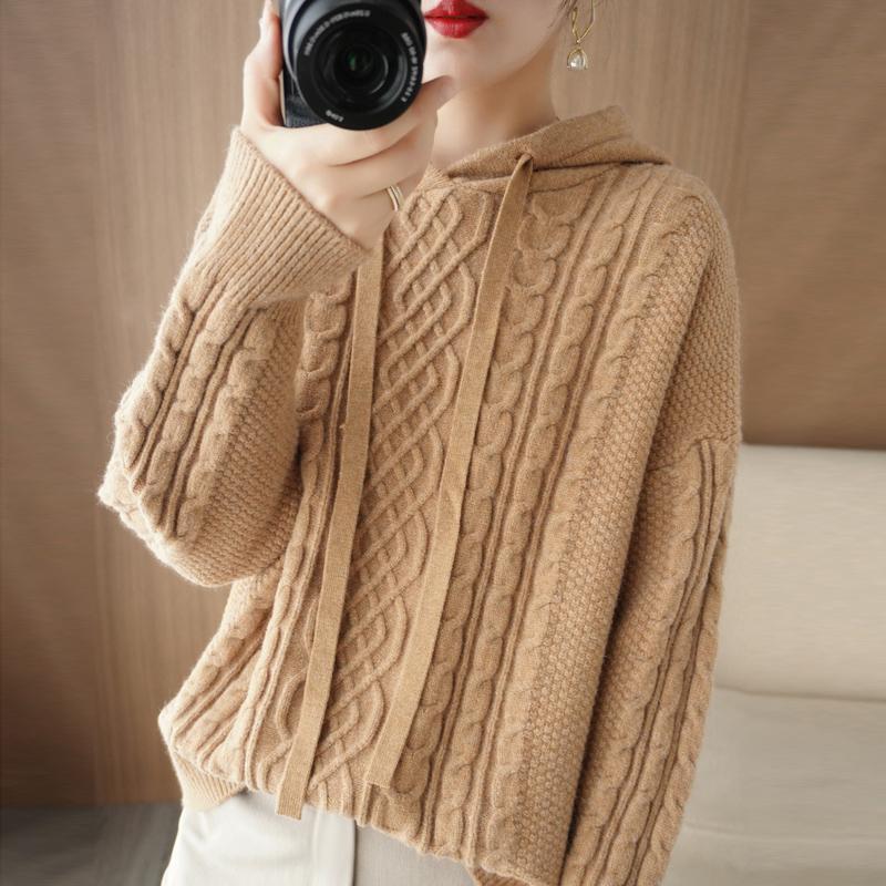 Women Knitted Hoodie Sweater MODERN NEW SAGA Winter Thick Knitted Pullover Sweatshirt Autumn Cashmere Wool Sweaters Female Jumper