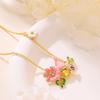 Korean version of sweet temperament light luxury handmade oil drop enamel glaze flower pendant collarbone chain women's senior sense snake bone chain