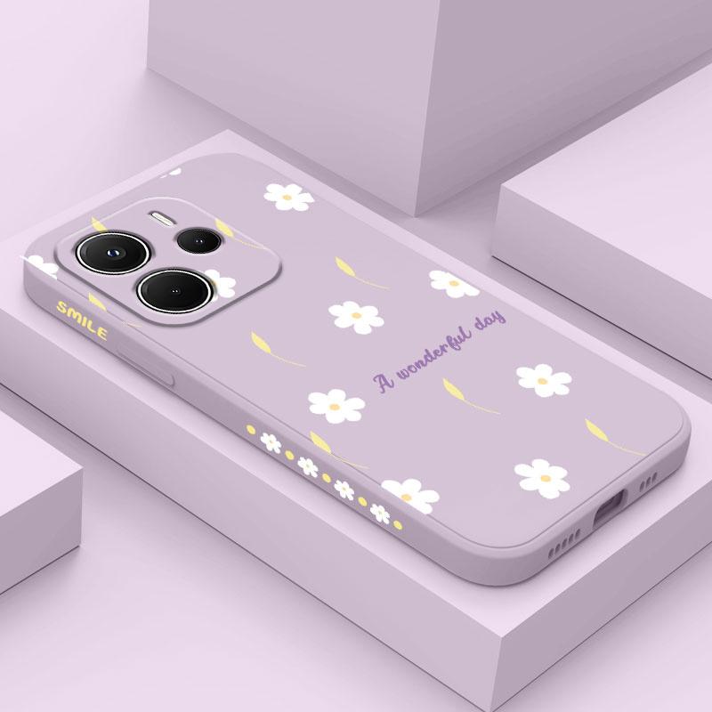 Rain Daisy Phone Case For Xiaomi Redmi Note 14 13 12 12S 11 11S 10 10S 9 9S 15 15C 14C Pro Plus 4G 5G Liquid Silicone Cover