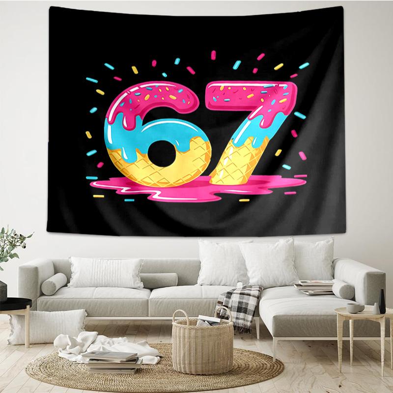Energy Number 67 Design Tapestry Hanging for Bedroom,Livingroom, Playroom,Decor Art Room Wall Tapestry Holiday and Birthday Gifts