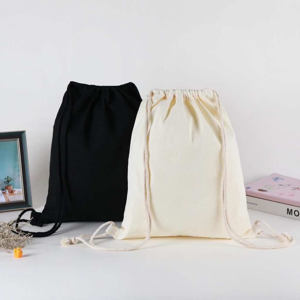 Canvas Drawstring Cotton Backpack with Logo Printing