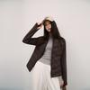 Women's new slim-fitting light sports jacket stand-up collar cotton-padded coat autumn and winter ribs running warm cotton-padded coat black