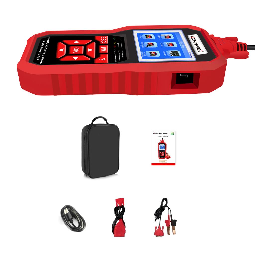 KW890 Car Scanner Battery Tester Oil Reset Special Function 3 In 1 Read And Erase Fault Codes Automotive Diagnostic Tool
