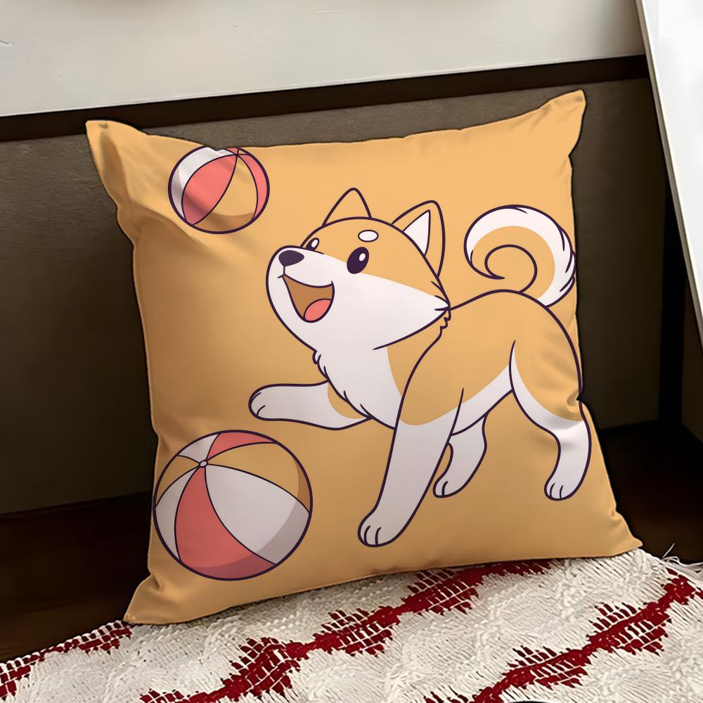 Cheeky Adorable Shiba Inu Cushion Cover Reversible Soft Durable Pillow Cover Home Car MultiScene Use for Daily Comfort
