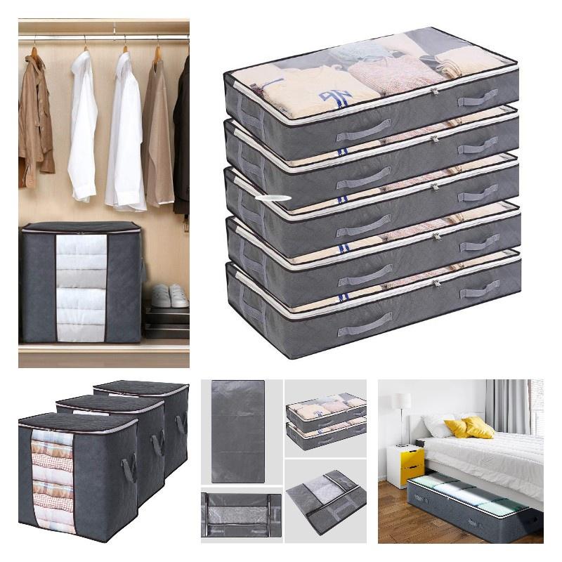Transparent Bed Bottom Storage Box, Foldable Cotton Quilt Bag, Clothing Storage Bag, Household Wardrobe Clothes Storage Dustproof Sorting Bag
