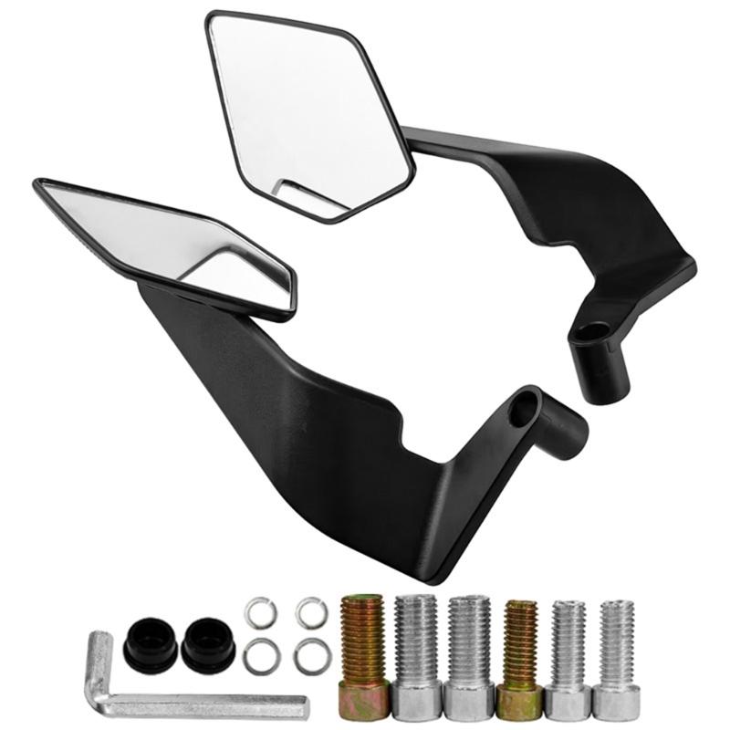 Motorcycle Wide View Rearview Mirror Flip Adjustable Angle Plastic Glass Material Universal Quick Mount For Road Safety