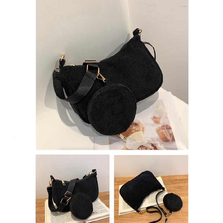 Corduroy Shoulder Bag with Mini Coin Pouch Crossbody Bags for Your Necessities