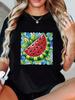 Women'S Casual Summer T-Shirt with Vibrant Watermelon Slice Print - Soft, Comfortable Round Neck Short Sleeve Top In