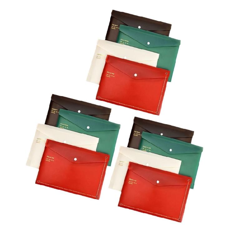 12 Pcs Retro Document Organiser A 4 File Folders File Organiser Document Folders Document Bag with Press Stud File Bag 1