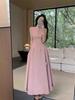 Solid color dress children's summer new French temperament high-end sleeveless vest waist thin dress