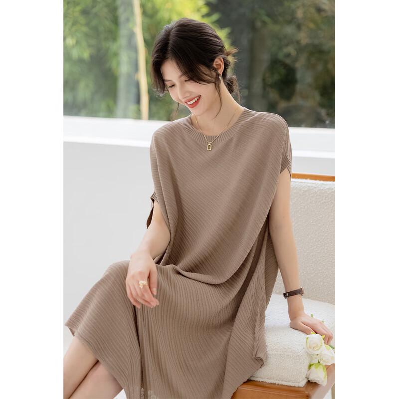 MOCANA Women's Urban Casual Mid-Length Short-Sleeve Knit Top