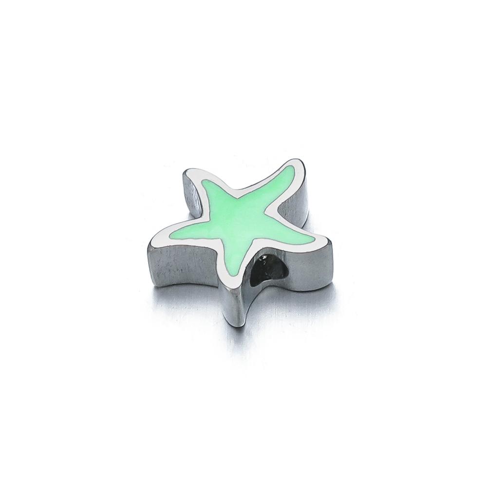 5Pcs 10mm Stainless Steel Morandi Color Enamel Starfish Beads Star Charm DIY Jewelry Making Summer Woven Bracelet Girls Findings