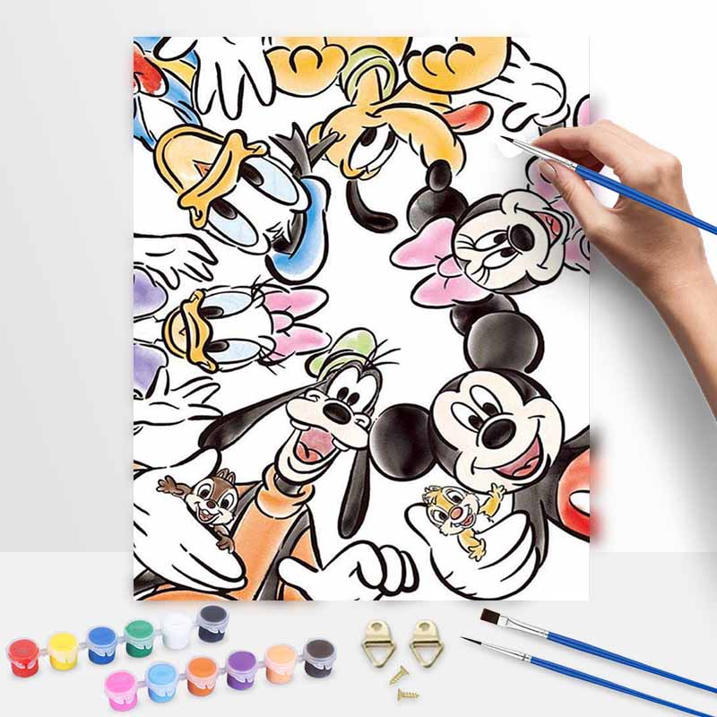 Disney Mickey Friends Oil Art Painting Kit Home Wall Decor Handmade Gift Custom DIY Paint by Numbers Decorative Canvas Craft Portrait