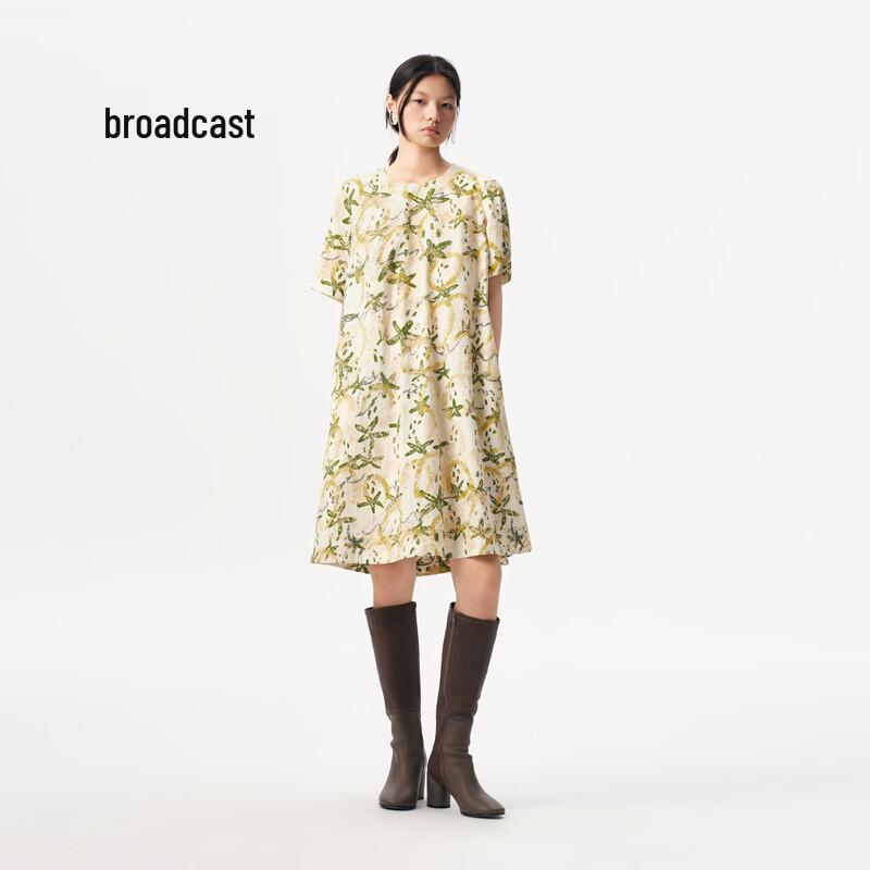 

Broadcast Women s Sweet Floral Short Sleeve A-line Dress L