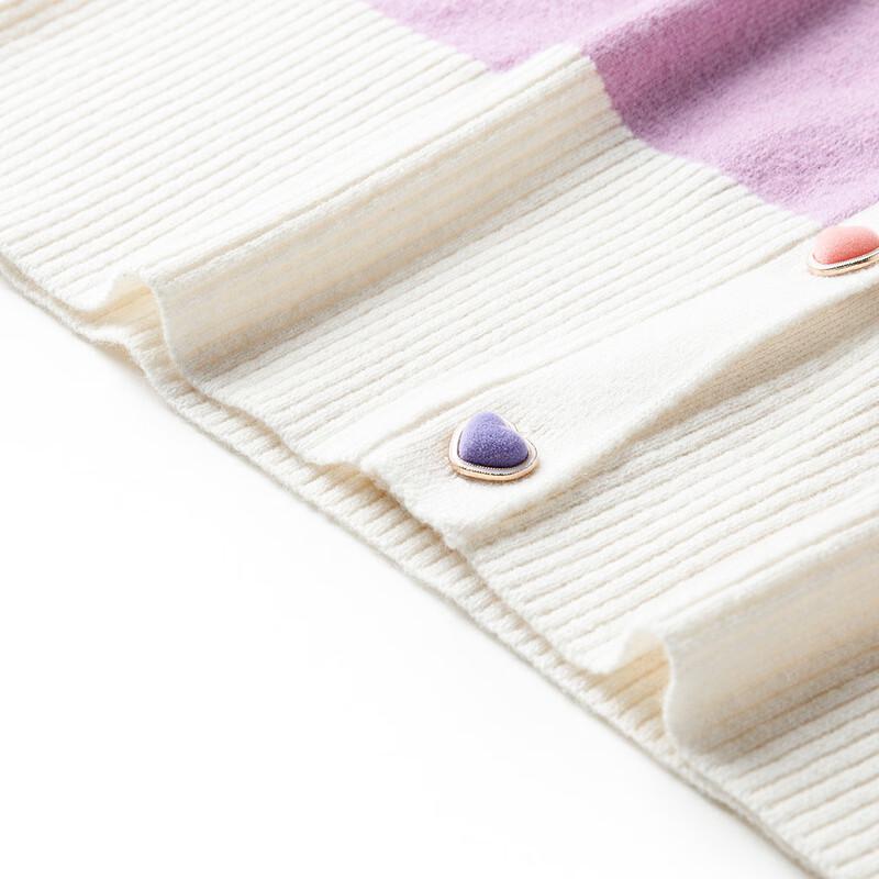 TUHUANG Women's Pure Wool Color-block V-neck Cardigan