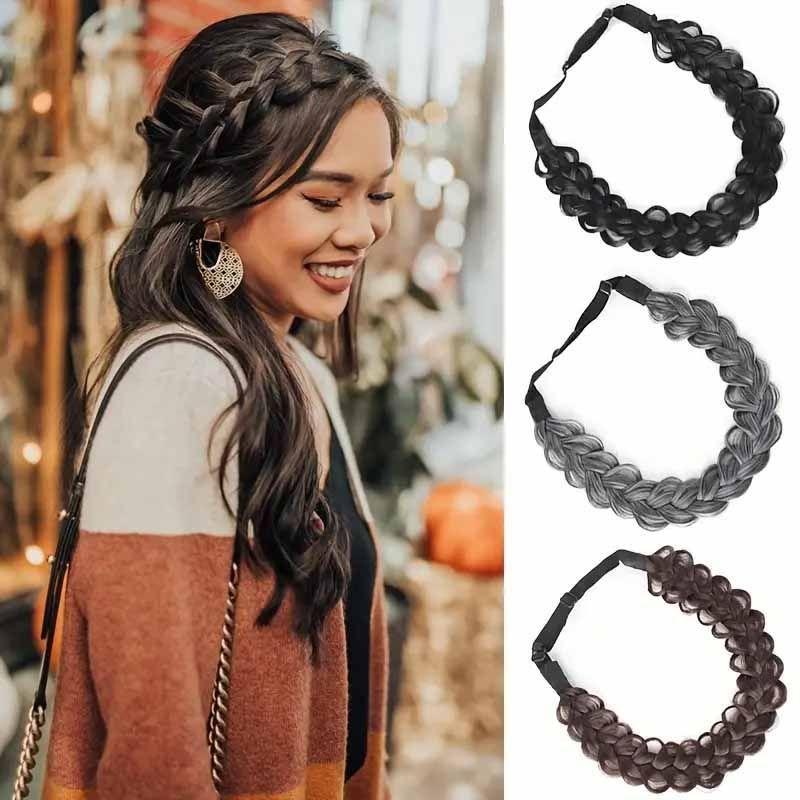 1PC Braid Wig Hair Band Soft Headband Soft Handmade Hair Band Wig Accessories Braid Internet celebrity Hand Tear Braid Hair Band