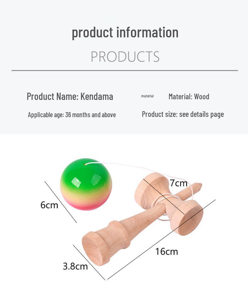 Traditional Bamboo Wood Kendama Skill Toy - Puzzle Ball and Sword Gift