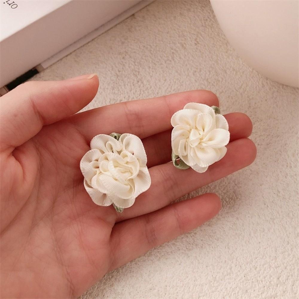 Elegant White Camellia Hair Clip Forehead Mini Duckbill Clip Side Clip Wedding