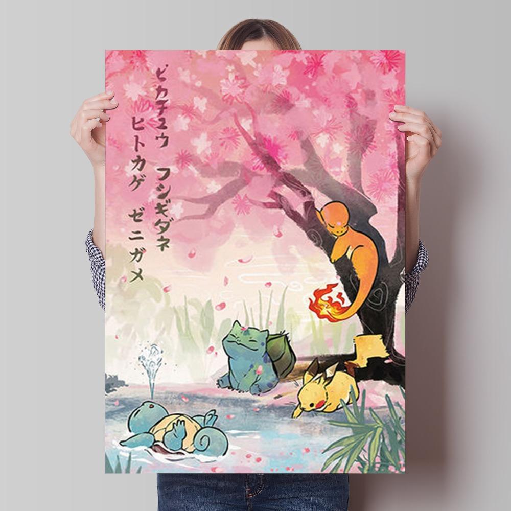Canvas Artwork Painting Pokemon Pikachu Picture Home Decor Classic Character Images Spray Painting Home Decor Holiday Gift