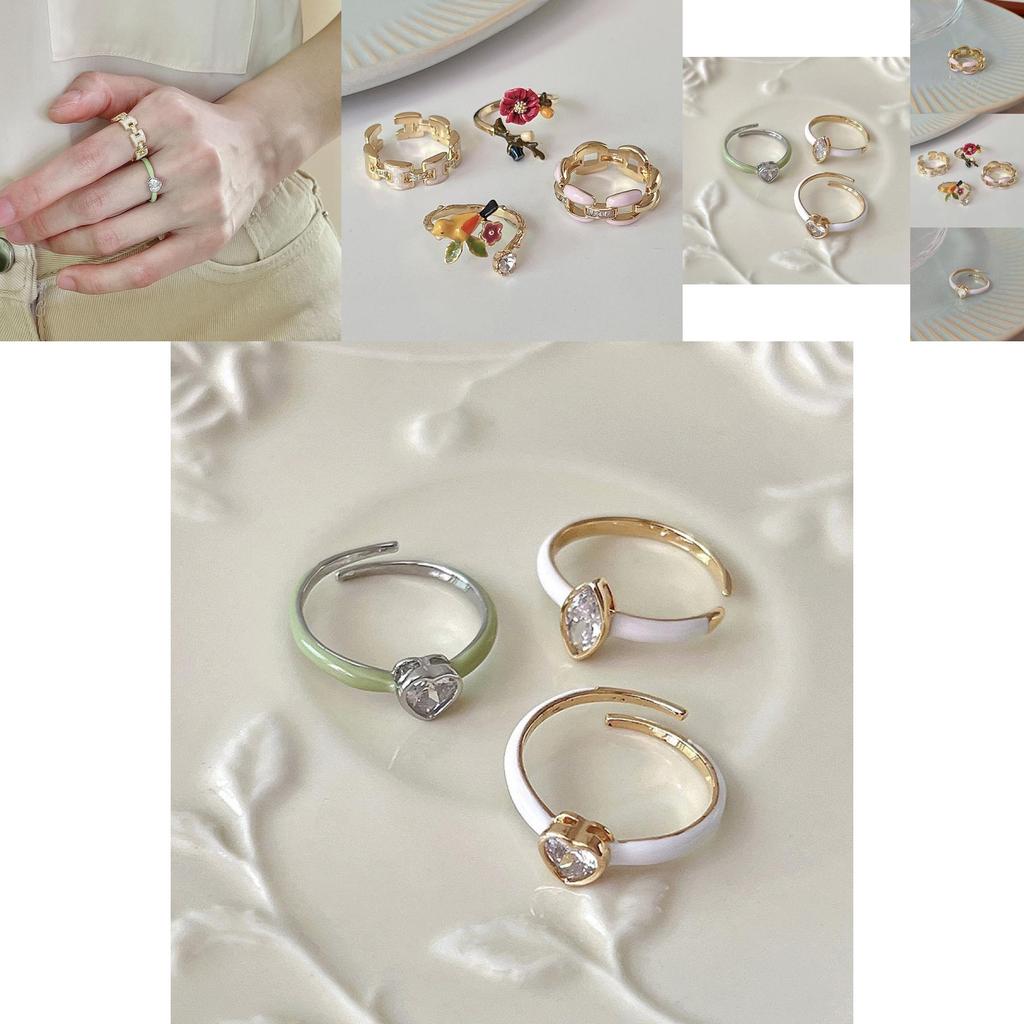Eleganter Zirkonia-Ring in Herzform für Damen Stilvolles offenes verstellbares Design 2022