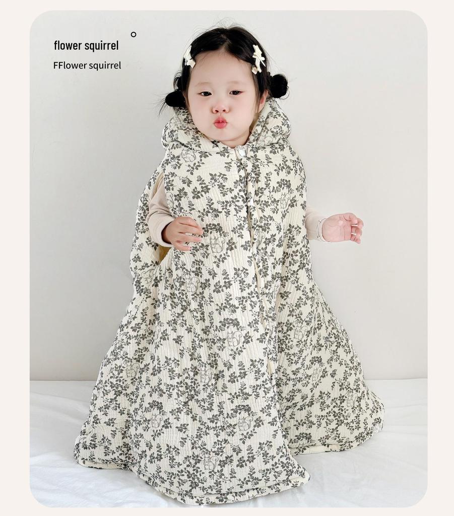 Cartoon Windproof Baby Cloak for Boys & Girls - Thickened Pure Cotton Autumn/Winter Cape