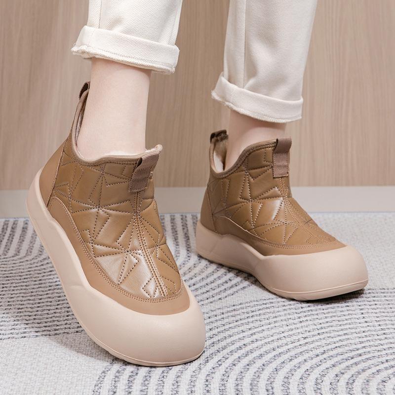 Ladies Winter Platform Snow Boots Anti Slip Warm Faux Fur Lining Ankle Booties Casual PU Leather Comfortable Fuzzy Walking Short Boots