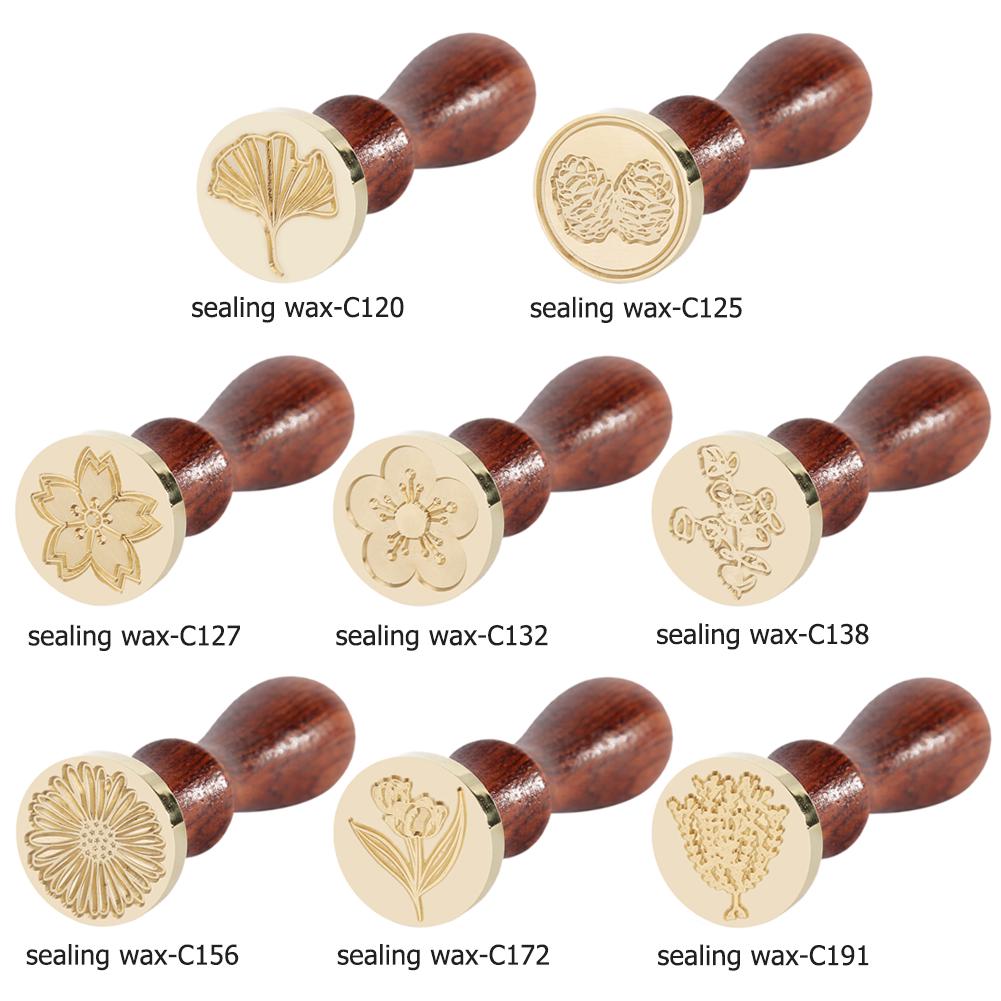 Retro Wood Handle Wax Seal Stamp Plant Series Sealing Wax DIY Envelope Hobby Tools Ancient Craft Wax Seal Stamp Decor