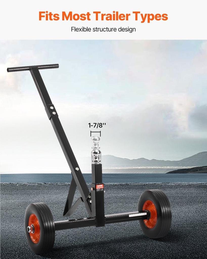 600lbs Trailer Dolly 16.5 and 22 inAdjustable Height 1-7/8 In Ball Solid Tires