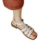 Roman sandals 22 spring and summer open-toe soft leather elegant temperament fairy style flat sandals trendy