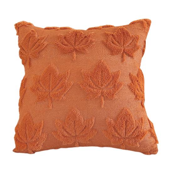 Autumn Pillow Cover Plush Faux Fur Pillowcase with 3D Leaf Art Farmhouse Bohemian Style Invisible Zipper Pillow Case