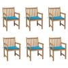 Maison Exclusive - Chaises de jardin lot de 6 et coussins bleu Bois de teck massif