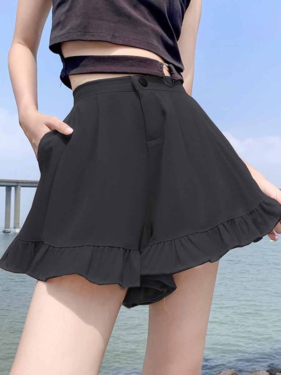 

Осень 2024 Утягивающие кружевные кюлоты с оборками и высокой талией 2X-Large чёрный