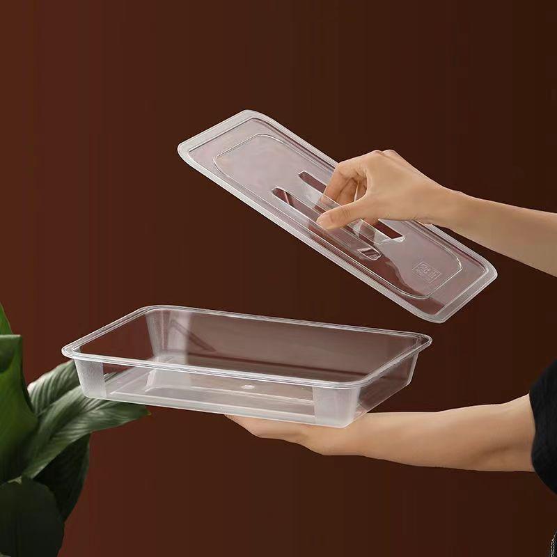 Extra Thick Transparent Rectangular Tray for Fruit Cake Dessert Snacks