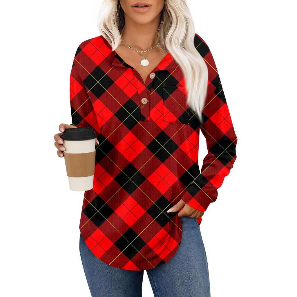 Top de damă retro cu imprimeu, la modă, cu mânecă lungă