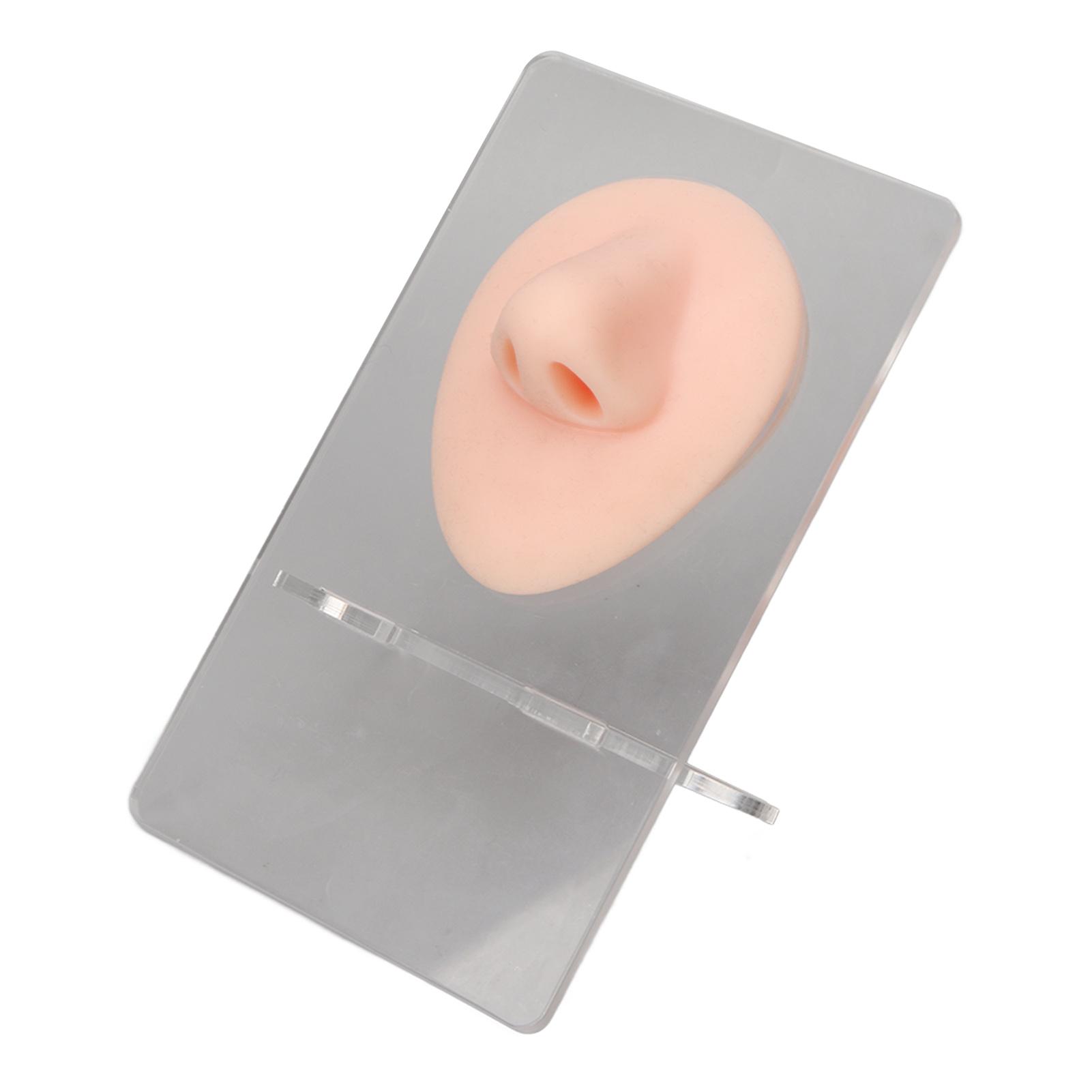 Silikónový model nosa 3D simulovaný model nosa s akrylovým stojanom na prax piercingu, vystavenie šperkov, svetlá farba pleti