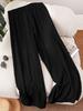 Plus Size Women's Elegant Elastic Waist Lace-Up Casual Trousers with Pockets for Spring and Summer Vacations