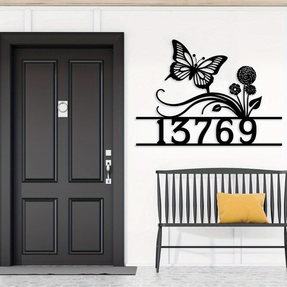 Exquisite Handmade Metal House Sign Butterfly Flower Design Customizable Name Weatherproof Housewarming
