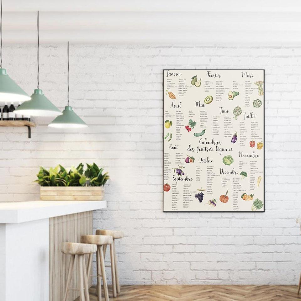 Seasonal Fruits and Vegetables Poster Print Canvas Painting Wall Art Botanical  PictureModern For Kitchen Home Decor No Frame