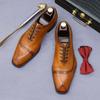 Leather shoes men's business dress leather diamond stone British casual engraved men's shoes